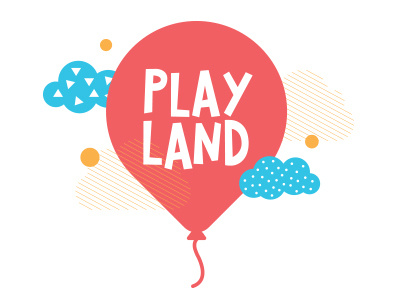 Playland baby balloon children clouds daycare geometric infant kids land logo play toddler