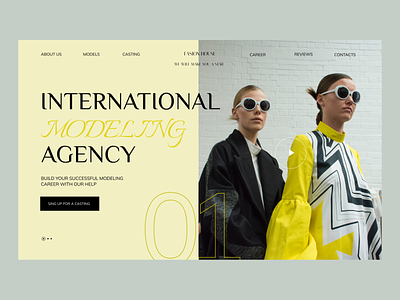 Concept for modeling agency branding design interface typography ui ux web design