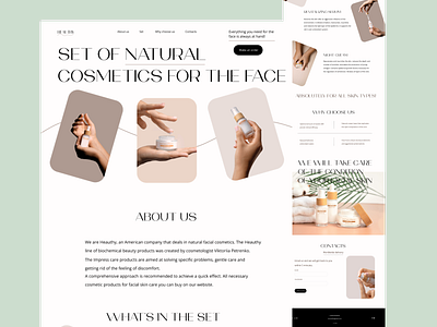Landing page for brand of cosmetics branding design interface typography ui ux web design