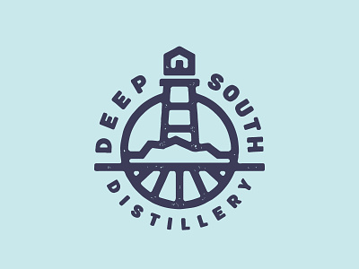 Deep South Distillery circular badge distillery lighthouse line designs logo design minimal