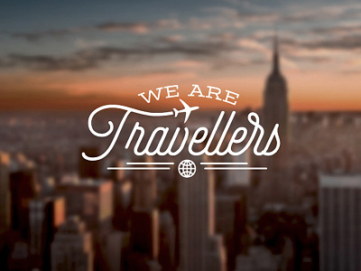 We Are Travellers airplane globe logo design selfie font travel agency travels typography vintage we are travellers world