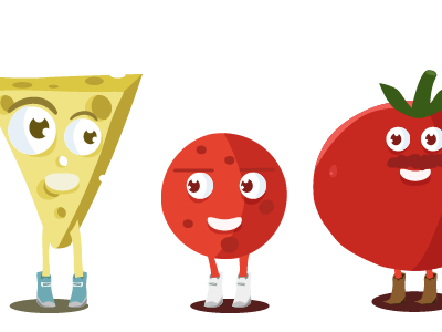 Character Design character design cheese illustration pepperoni pizza tomato