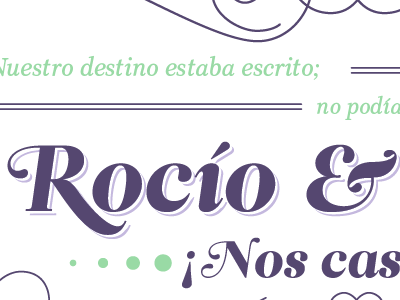 Rocio & David Wdding Invites green invites purple typography