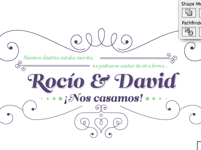 Rocio & David Wedding Invites green invites purple typography