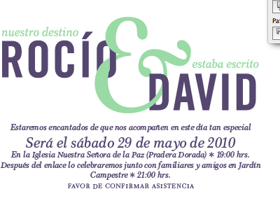 Rocio & David Wedding Invites Alternate invites typography