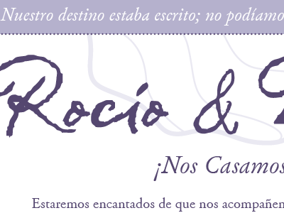 Rocio & David Wedding Invites invites purple typography