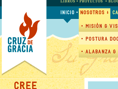Cruz de Gracia Web Site blue droid red webdesign webfonts yellow