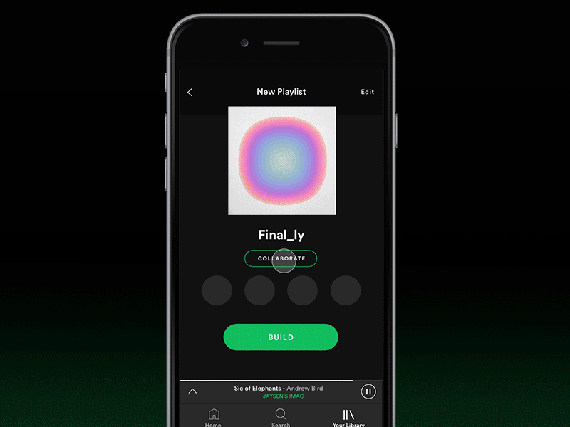 Spotify playlist 2 animation app design icon interface ios principle prototype ui