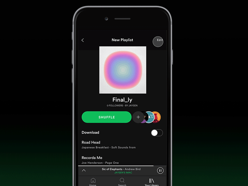 Spotify playlist 4 animation app design icon interface ios ui