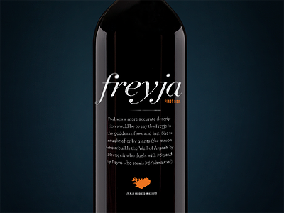 Freyja Pinot Noir bottle export freyja iceland mythology nordic norse packaging pinot noir red wine