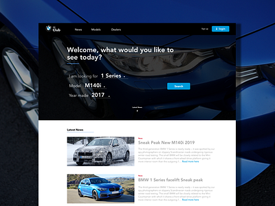 Motor club ecommerce concept page blue bmw ecomerce ui ux