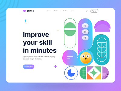 Online learning header design agency branding digital learning e learning figma geometric header hero section landing page learning online pattern skill skill development ui uiux user interface webdevelopment website weddesign