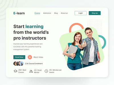 E-learning Online Website course e learning education figma header hero section instructor landing page marketing mentor online online learning school startup ui uiux user interface webdesign webdevelopment website