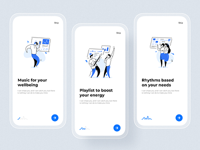 Rubato biometrical music recommendation app app application ui biometrical app clean ui illustration ios minimal music app onboarding screen tracking app ux uxui