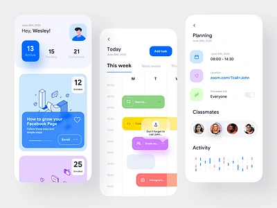 Course app activity app application clean ui courses design illustraion ios learning lesson location meeting mobile design mobile ui planner task ui uidesign ux uxdesign