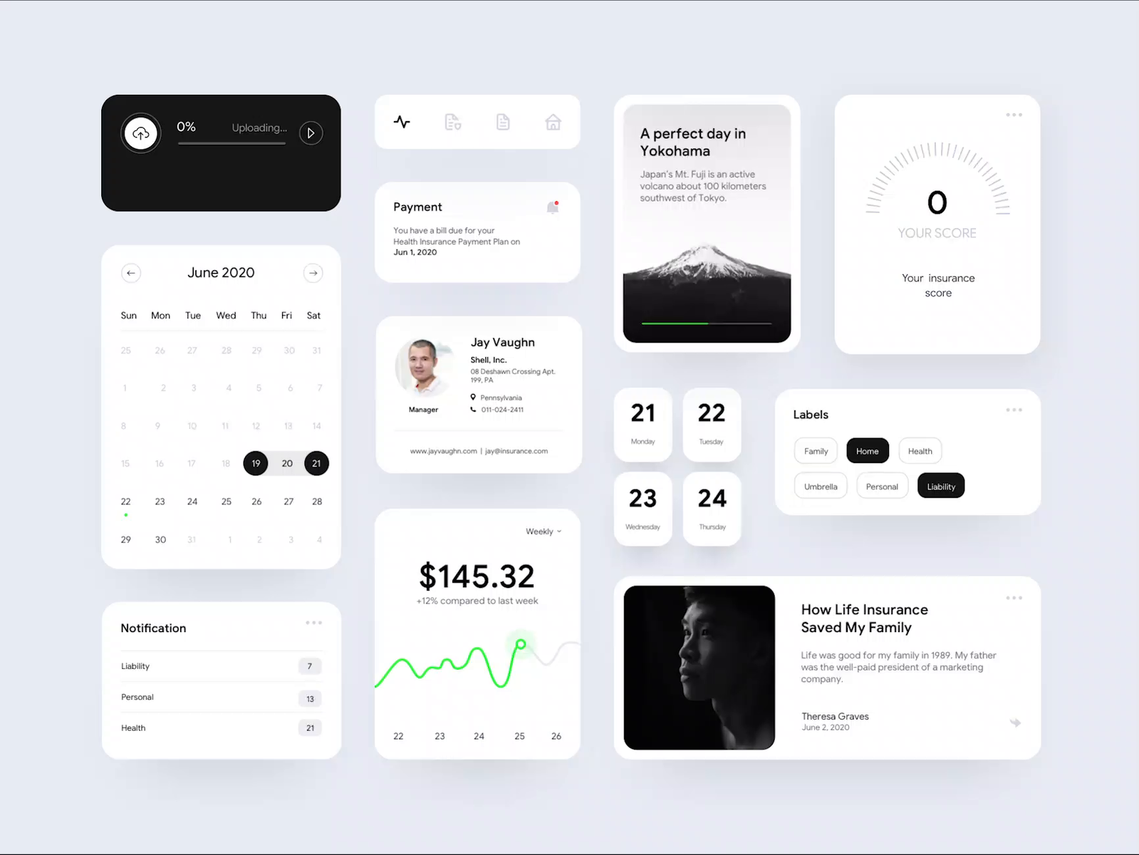 Insurance app UI Components by Ariuka for Awsmd on Dribbble