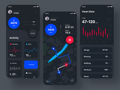 Health Track app V2 (Dark version)