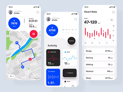 Health Tracking App animation app application clean ui design health app inspiration interaction ios micro interaction minimal mobile app motion ui ux