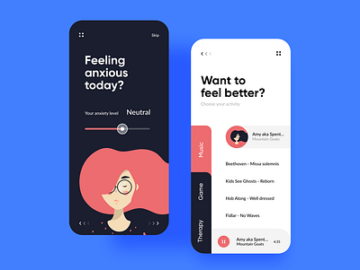 Anxious Control app UI anxiety anxious app design application clean clean app game illustrations mood moods music therapy ui uidesign ux uxdesign