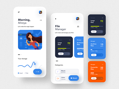 File Manager app UI app app design application application design clean clean ui cleaner file manager illustration mobile app design mobile ui ui ux