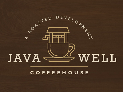 Java + Well coffee coffeehouse java logo outline well