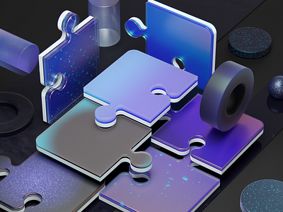 Exploración de materiales y luz 3d 3dart blue cinema4d illustration puzzl