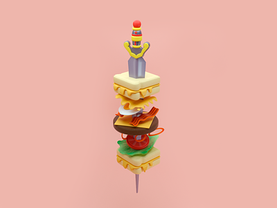 Sando Totem 3d branding burger cinema4d food food illustration illustration mexico