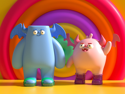 Party Monsters 3d branding character characterdesign cinema4d illustration mexico monster party