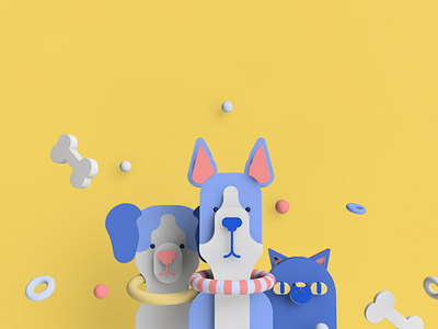 Pets cat cinema4d dog illustration party pet pets