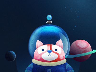 Space cat illustration pet space