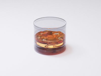 Whiskey on the rocks, render 3d coronarender ice illustration magazzine mexico realistic scotch scotland whisey