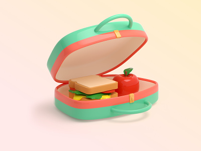 Lunchbox 3d food icon illustration lunchbox sandwich