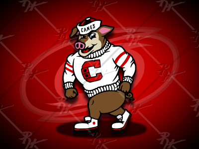 Carolina Hurricanes' Strutting Stormy Mascot athletics classic design hockey hurricanes mascot nhl pig sports stormy vintage