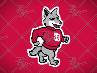 Vintage Style USD Coyote Full Body antique athletics basketball classic college coyote design football logo mascot ncaa neo vintage south dakota sports throwback usd vintage