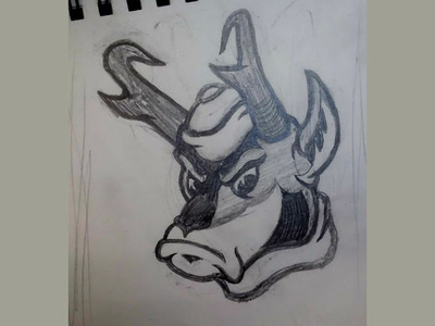Vintage Style Pronghorn Antelope Sketch