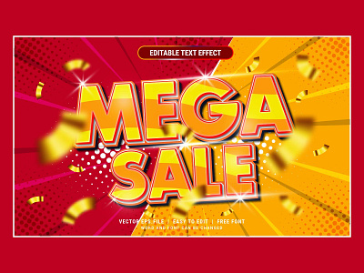 Mega sale text effect editable style illustration