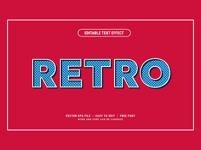 Retro text effect editable style template