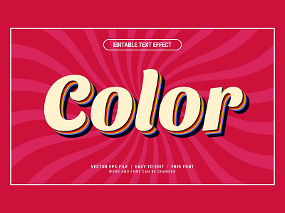 Editable color text effect style vector
