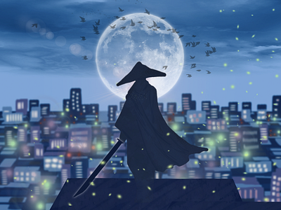 Samurai at Night bookcover branding design graphic design illustration vector