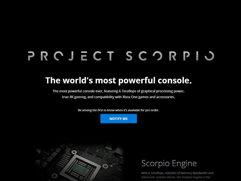 Xbox Series X – Project Scorpio preview clean dark e commerce interface layout microsoft minimal motion project scorpio video website xbox