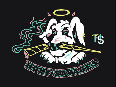Holy Savages joint logo riverdogs savage sports logo stoner weed