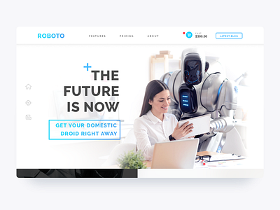 ROBOTO Landing design future landing layout robot ui website