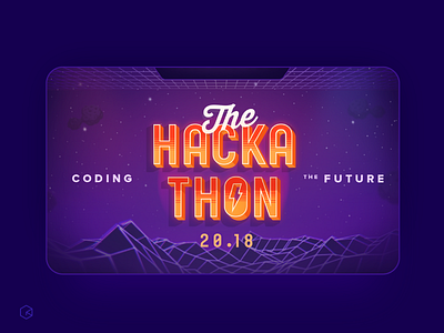 The Hackathon 80s brand coding gradient identity lettering