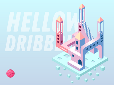 Hellow Dribbble！ 2.5d design illustration