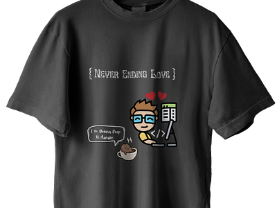 T Shirt Design for a developer who fell in love with his coffee.