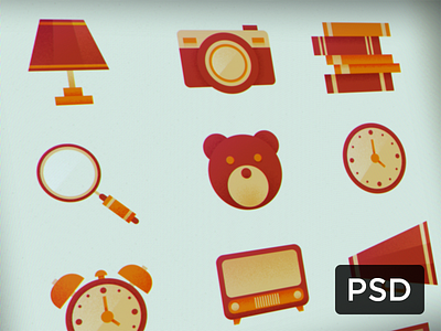 Retro Icons Pack (Free PSD)