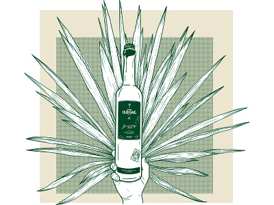 Earth Day agave bottle drawing earth day espadin agave halftone dots hand handdrawn mezcal tequila