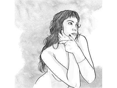 I bet you think about me. black and white drawing hand drawn handdrawn illustration naked selfie woman