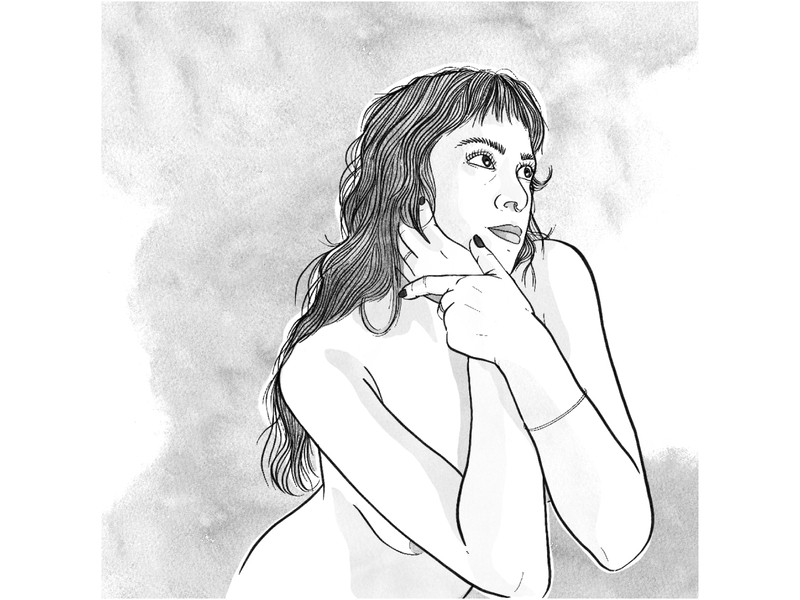 I bet you think about me. black and white drawing hand drawn handdrawn illustration naked selfie woman