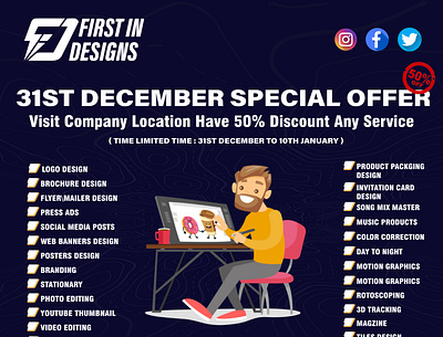 31st December Special Offer 31st To 10th 🔥😍🎉 branding design graphic design illustration logo post soicalmedia vector
